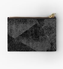 Black/ Dark Gray Geometric Ink Texture Studio Pouch