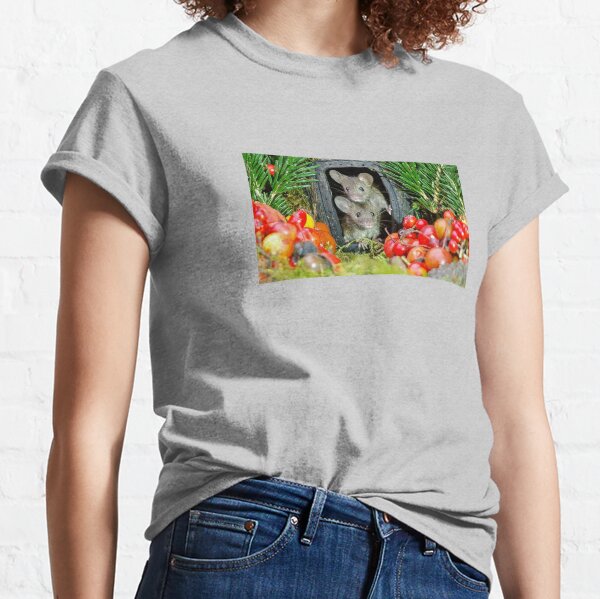 two wild garden house mice in a log home Classic T-Shirt