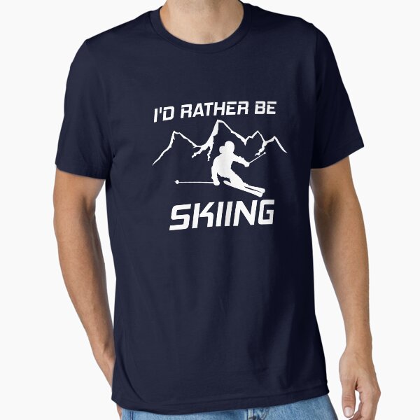 Item preview, I'd Rather Be Skiing Funny Skier Ski Snowboard Mountain Silhouette  designed and sold by chriswilson111.