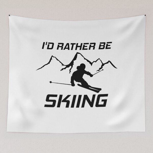 Item preview, I'd Rather Be Skiing Funny Skier Ski Snowboard Mountain Silhouette designed and sold by chriswilson111.