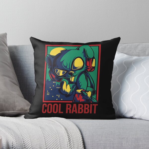 Cool Rabbit Throw Pillow
