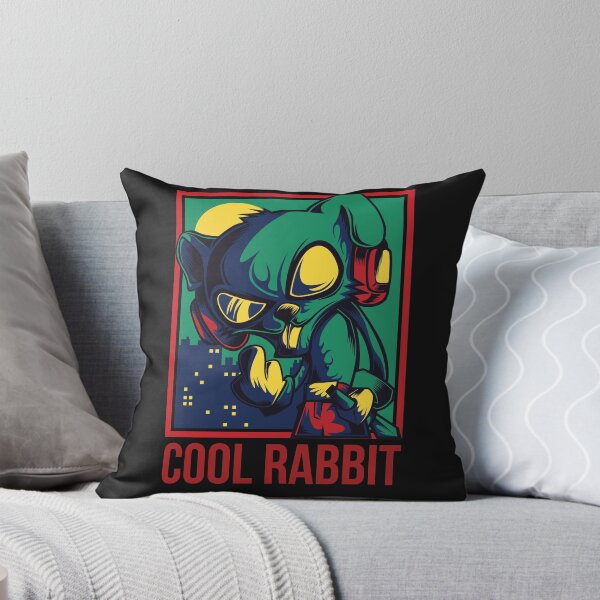 Cool Rabbit Throw Pillow