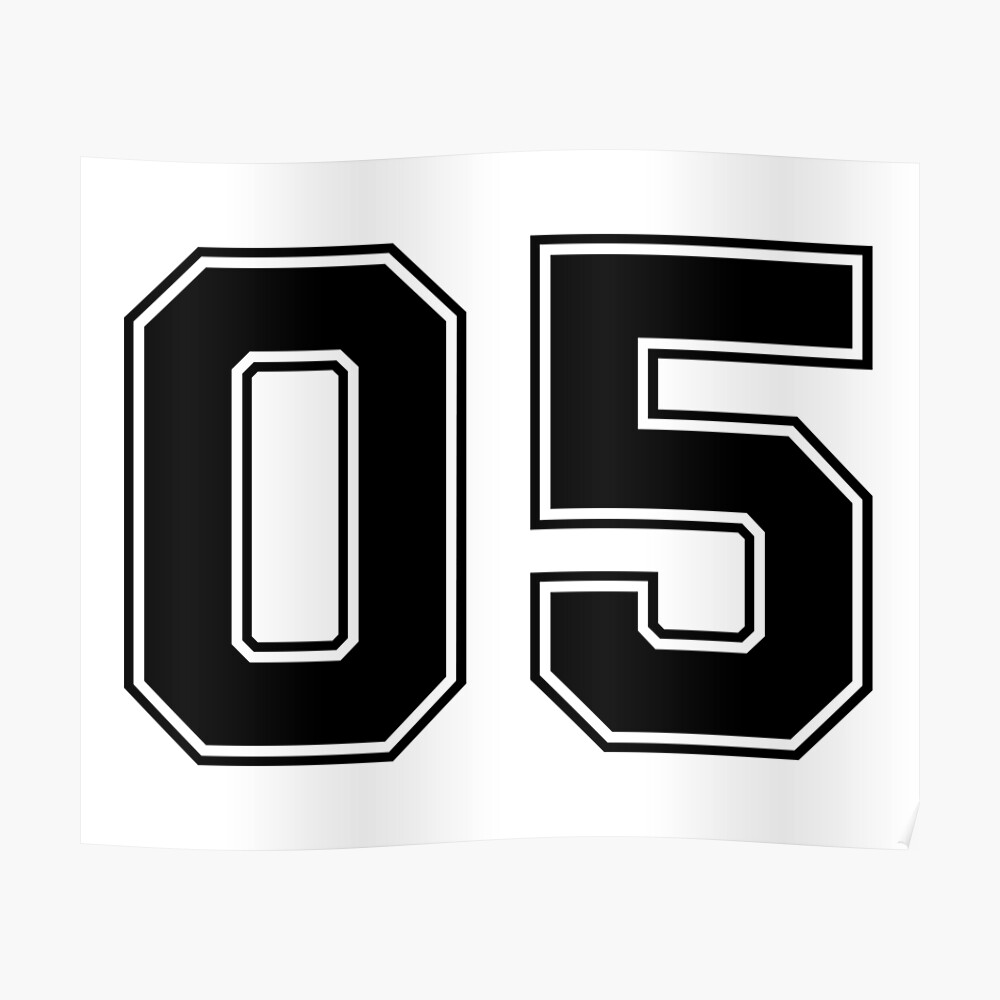 05 Classic Vintage Sport Jersey Number in Black Number on White