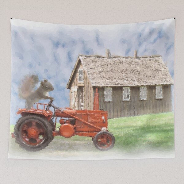 Item preview, Squirrel Driving Old Red Tractor A345 designed and sold by byNicol.