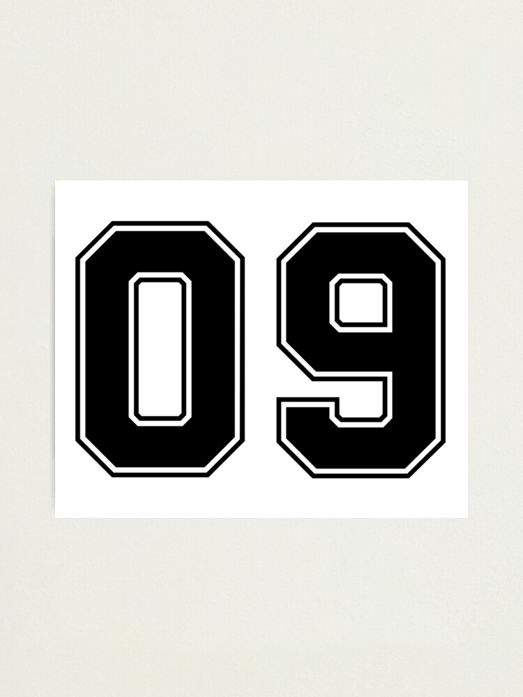 09 American Football Classic Vintage Sport Jersey Number in black number on white background for american football baseball or basketball Photographic Print for Sale by Marcin Adrian Redbubble