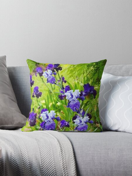 Item preview, CHARTREUSE GREEN GARDEN & PURPLE-WHITE IRIS  designed and sold by sharlesart.
