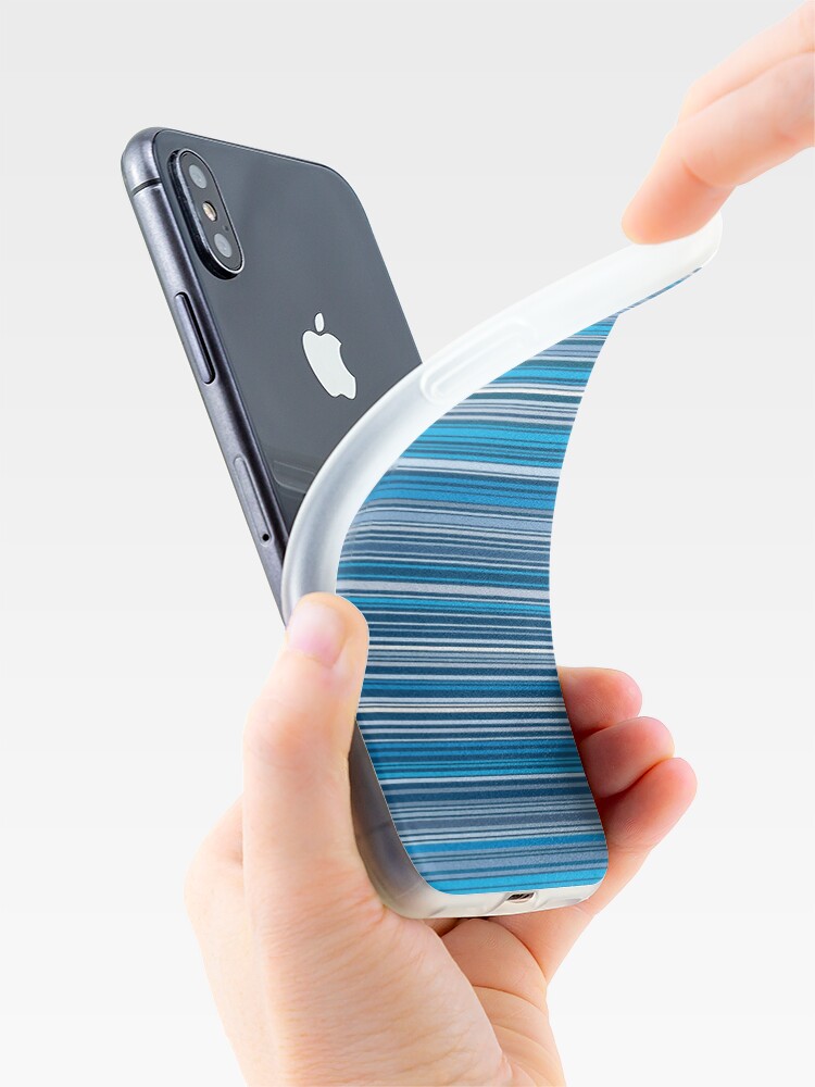 Alternative Ansicht von Viele bunte Streifen in Blau quer iPhone-Hülle & Cover