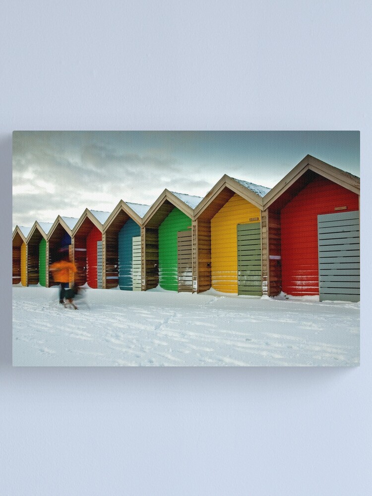 Thumbnail 2 of 3, Canvas Print, Beach huts designed and sold by james thow.