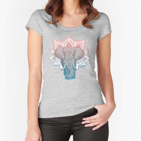 Lotus Elephant Mandala Fitted Scoop T-Shirt