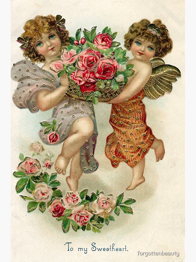 Queen of My Heart / Vintage Valentine's Day Card Artwork / Victorian Litho  | Poster