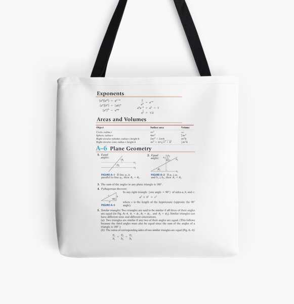 #Plane #Geometry #Area #Volume #Circle #Sphere #Pythagorean #Triangles All Over Print Tote Bag