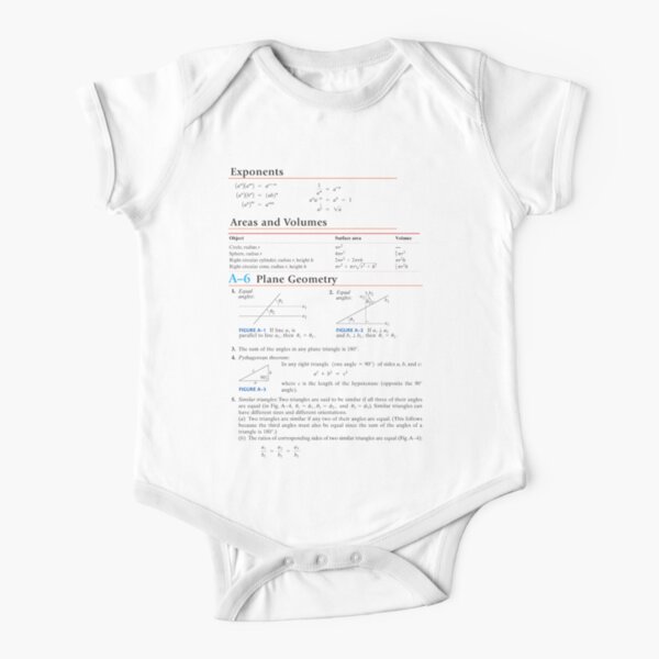 #Plane #Geometry #Area #Volume #Circle #Sphere #Pythagorean #Triangles Short Sleeve Baby One-Piece