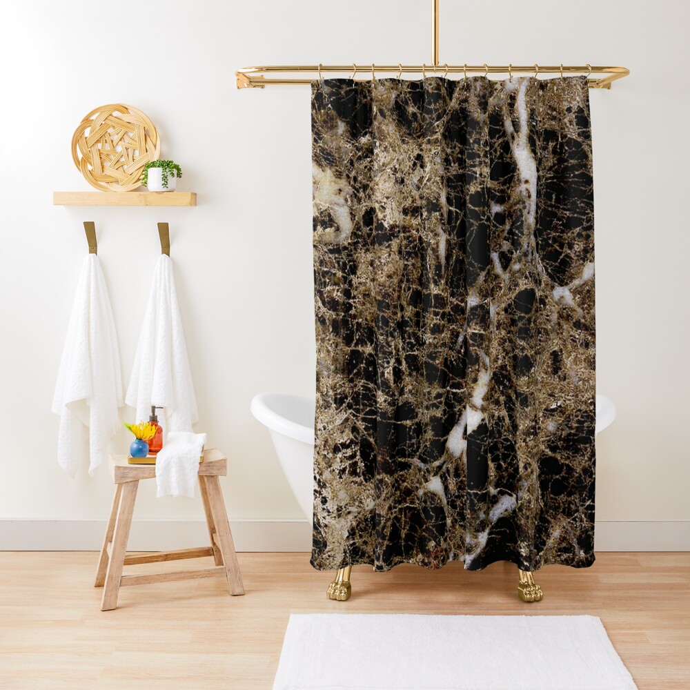 Marble Black And Golden Texture With White And Gold