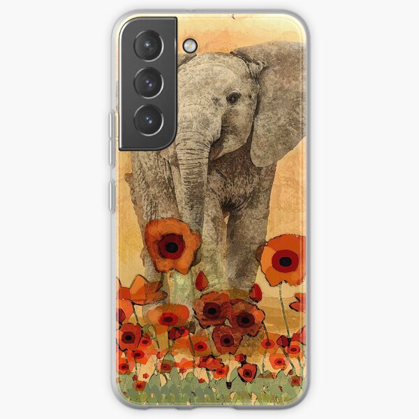 Elephant in The Poppies Samsung Galaxy Soft Case
