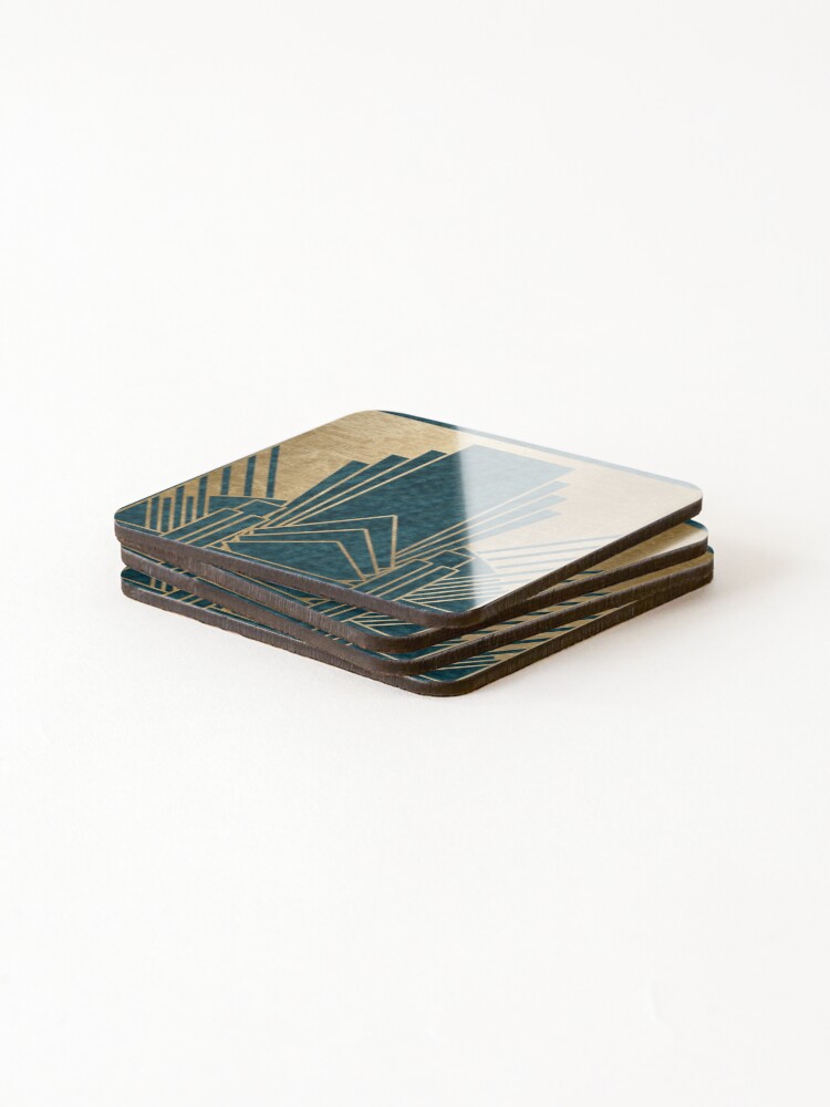 Alternate view of Art Deco glamour - teal and gold Coasters (Set of 4)