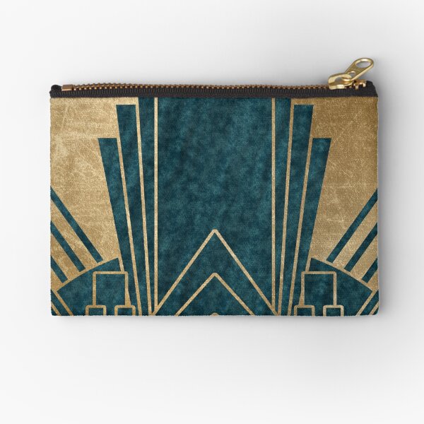 Art Deco glamour - teal and gold Zipper Pouch