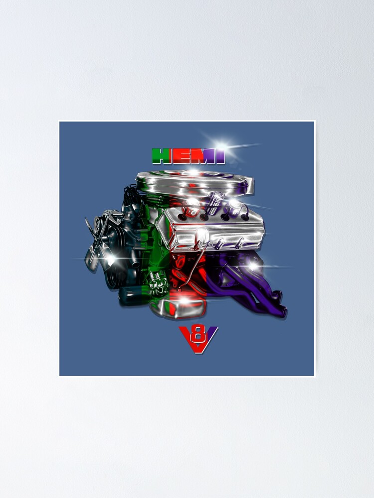 The Hemi V8 Engine Design By Motormaniac Poster For Sale By