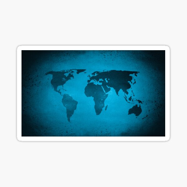 Vintage blue world map Sticker