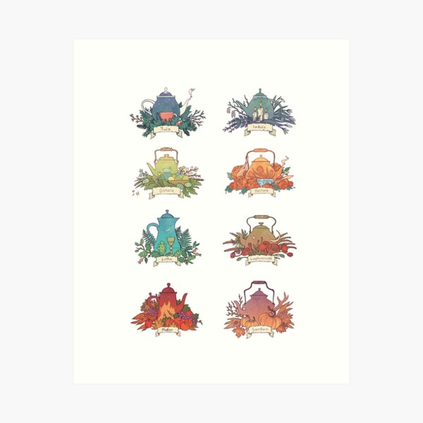 The Wheel of the Year: teapots Art Print