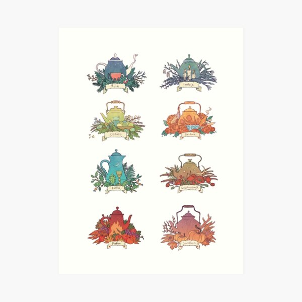 The Wheel of the Year: teapots Art Print