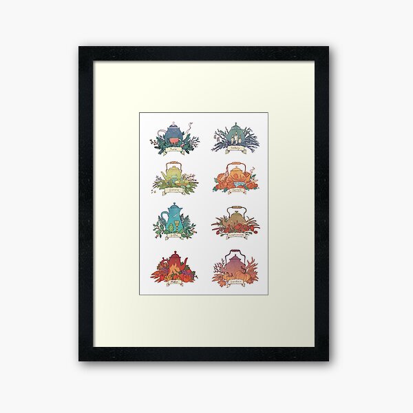 The Wheel of the Year: teapots Framed Art Print