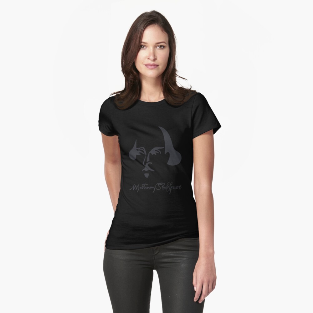 Shakespeare Simple Image with Signature Fitted T-Shirt
