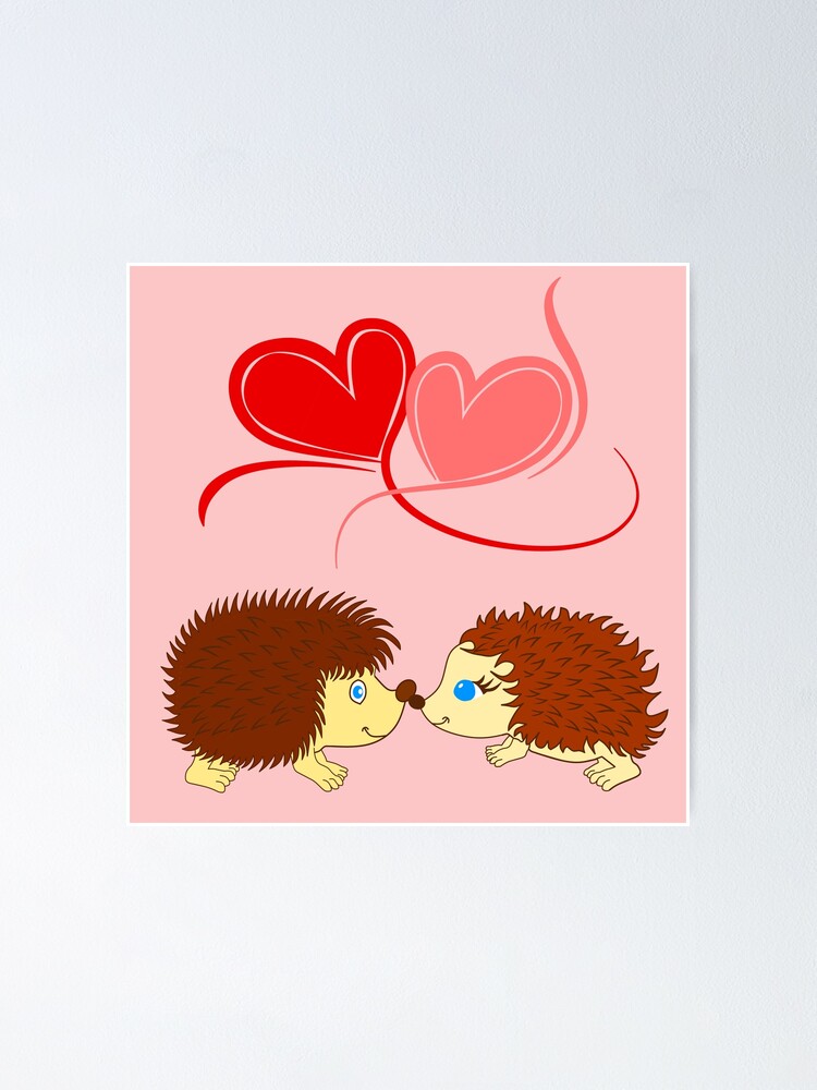 Igel Liebe Uberwindet Stacheln Comicstyle Illustration Poster Von Madrigenum Redbubble