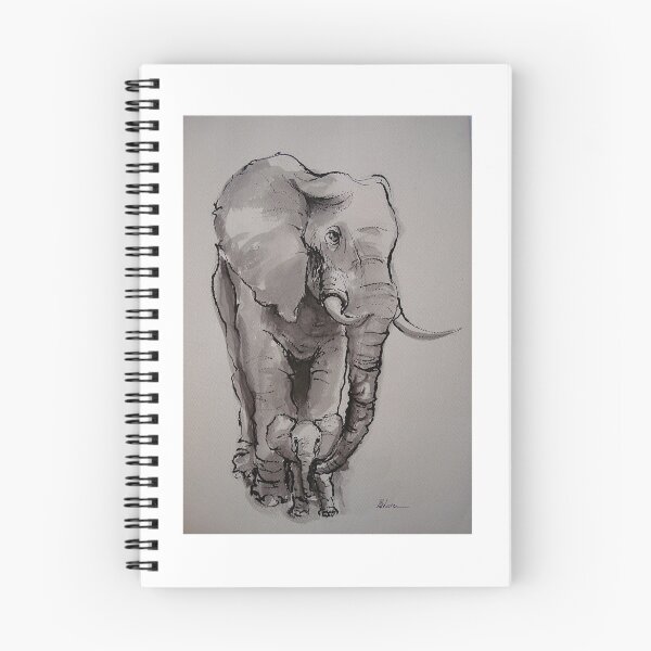 Item preview, Mamá elefante y bebé - pintura de lavado de tinta en papel vintage designed and sold by Rebecca Rees.