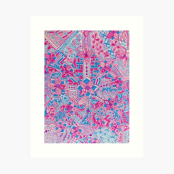 Item preview, Pink, Blue, and Purple Flower Zentangle designed and sold by Kahlia Durso.