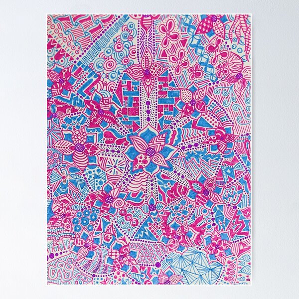 Item preview, Pink, Blue, and Purple Flower Zentangle designed and sold by Kahlia Durso.