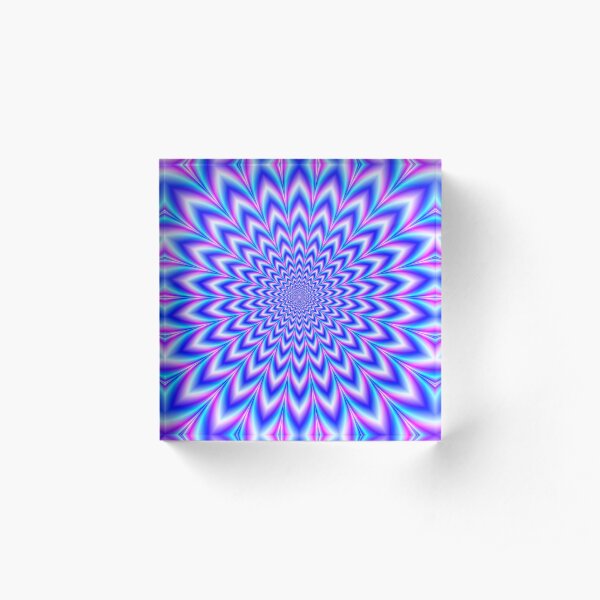 Psychedelic Pulse in Blue and Pink Acrylic Block