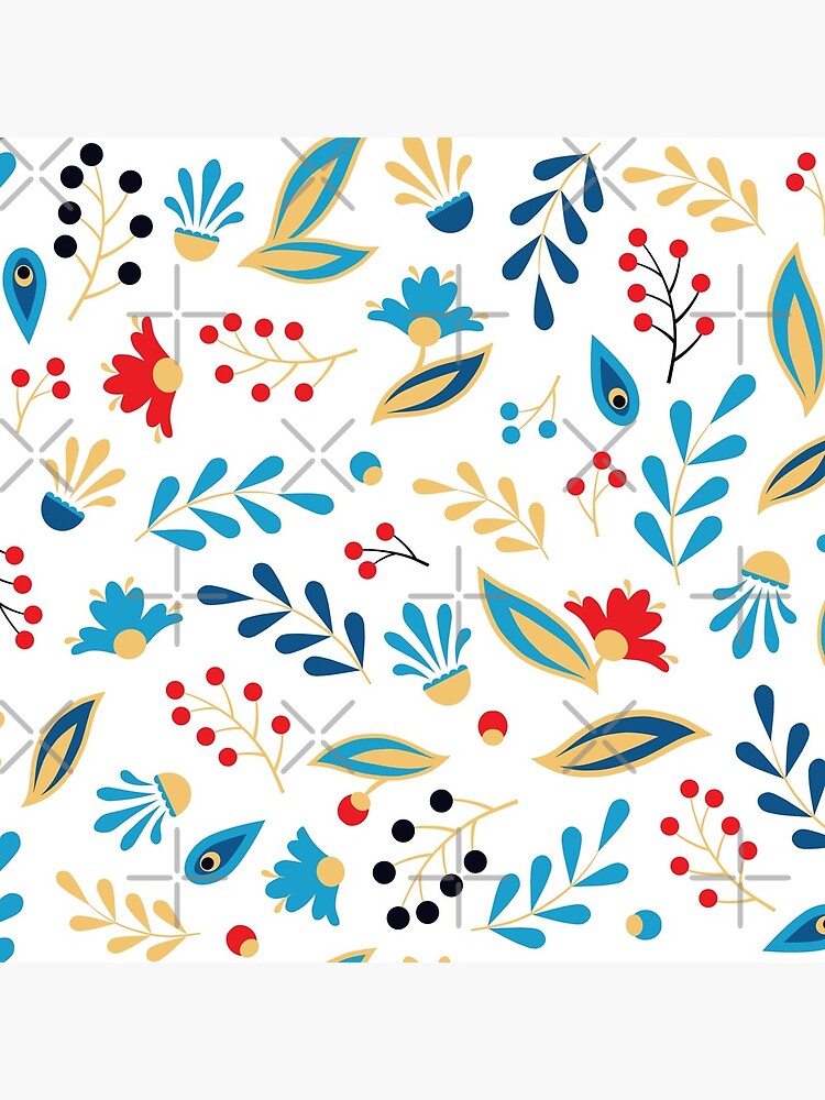 Folk Leaves and Flowers Bright by nadyanadya