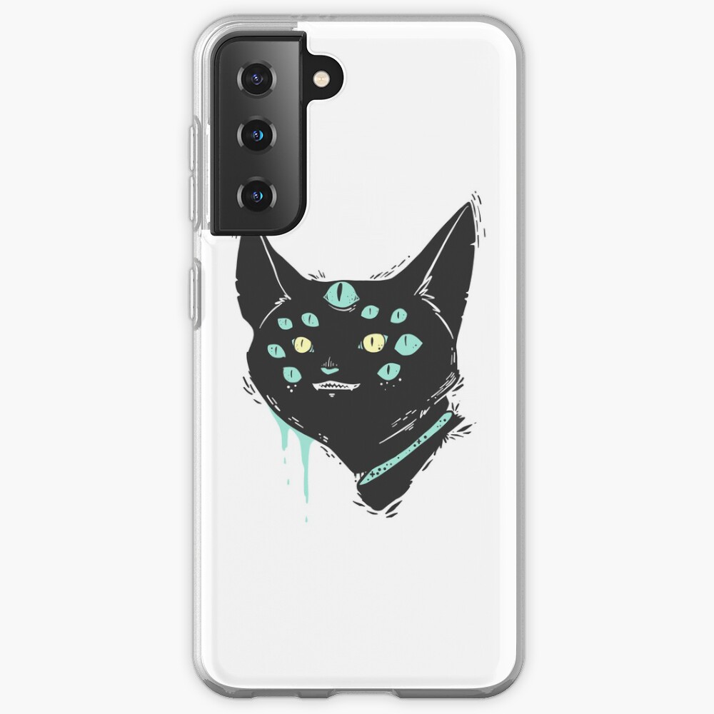 Strange Weird Many Eyed Cat Creature, Goth Artwork Samsung Galaxy Phone Case