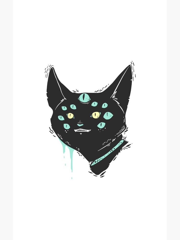Strange Weird Many Eyed Cat Creature, Goth Artwork by cellsdividing