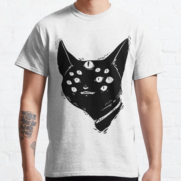 Strange Weird Many Eyed Cat Creature, Goth Artwork Classic T-Shirt
