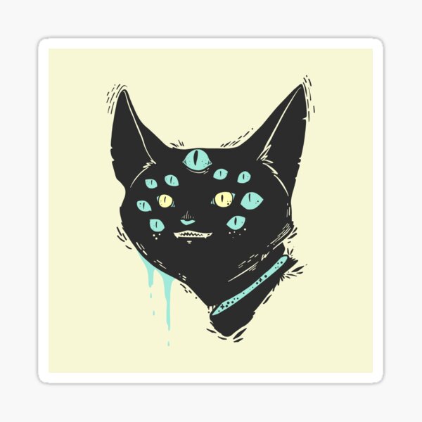Item preview, Strange Weird Many Eyed Cat Creature, Goth Artwork designed and sold by cellsdividing.
