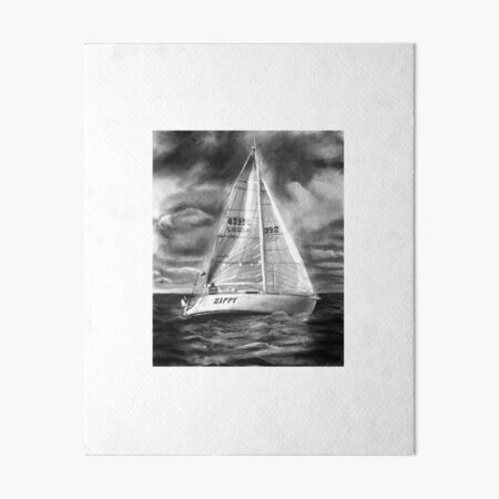 sailboat charcoal art