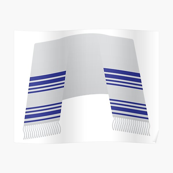 jewish-prayer-shawl-blue-and-white-tallith-poster-for-sale-by