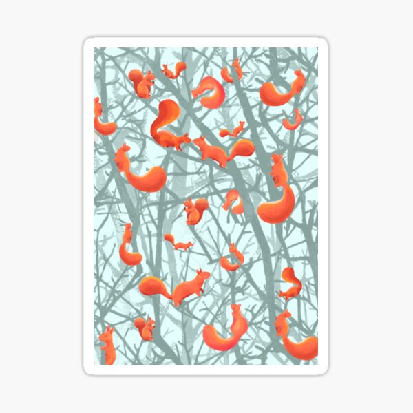 Item preview, Red squirrels in the branches  designed and sold by Whimsicolourart.