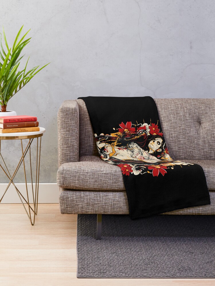 Alternate view of Cinco de Mayo Mexican Tattoo Pin-up Retro Vintage Day of The Dead Throw Blanket
