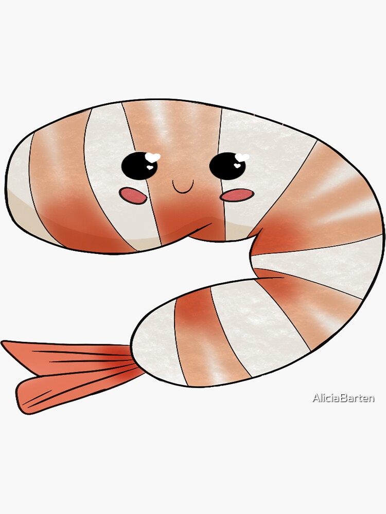 Cute Shrimp Sticker Sticker For Sale By Aliciabarten Redbubble