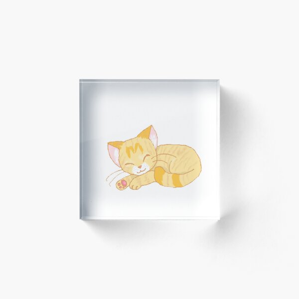 Sleepy Cream Tabby Acrylic Block