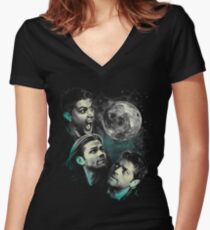 The Mountain Team Free Will Moon - Supernatural Edition Women's Fitted V-Neck T-Shirt
