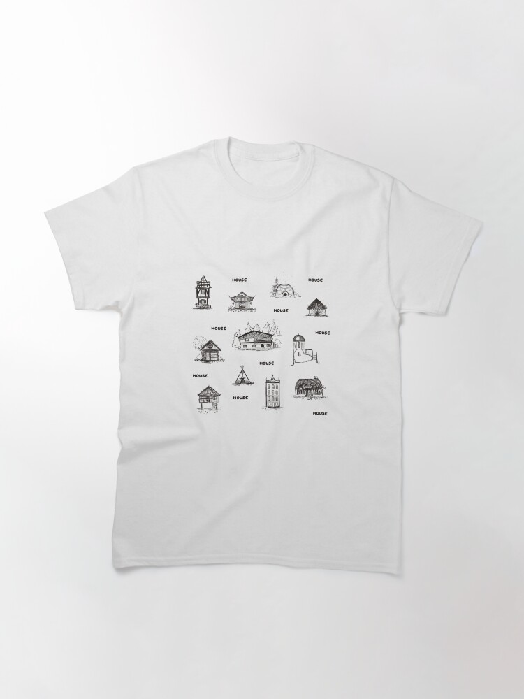 Alternate view of (Graphite Drawing) Houses in the World Classic T-Shirt