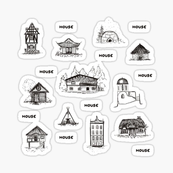 (Graphite Drawing) Houses in the World Sticker