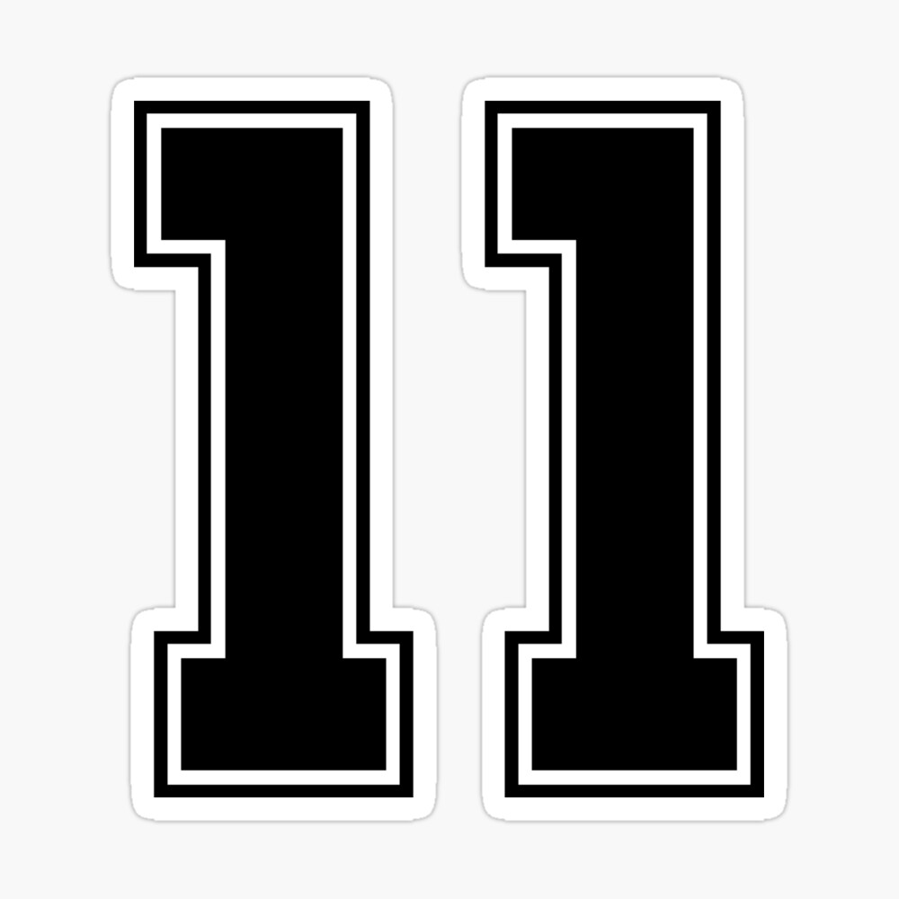 Football player jersey number 11' Square fridge magnet