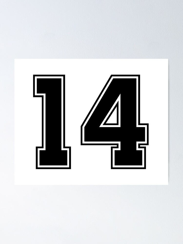 14 American Football Classic Vintage Sport Jersey Number in black number on  white background for american football, baseball or basketball | Poster