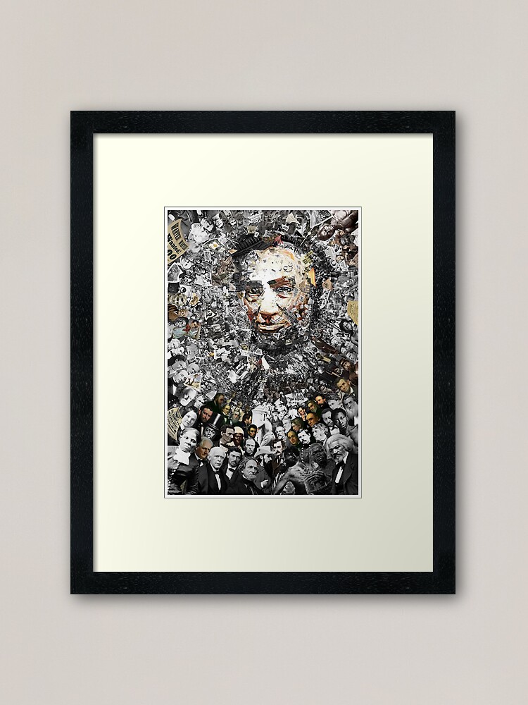 Alternate view of Title: "Rendering Myself Worthy" Abe Lincoln, Slavery, Civil War Meta Collage Framed Art Print