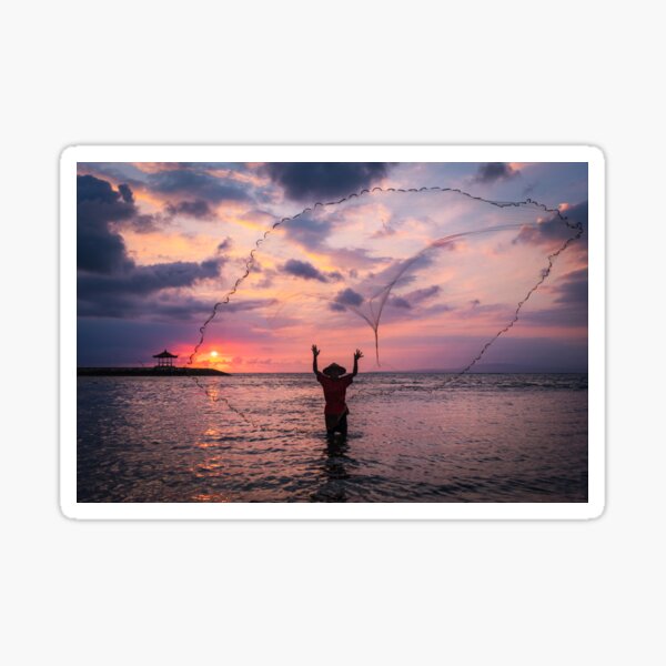 Bali Sunrise Fisherman Sticker