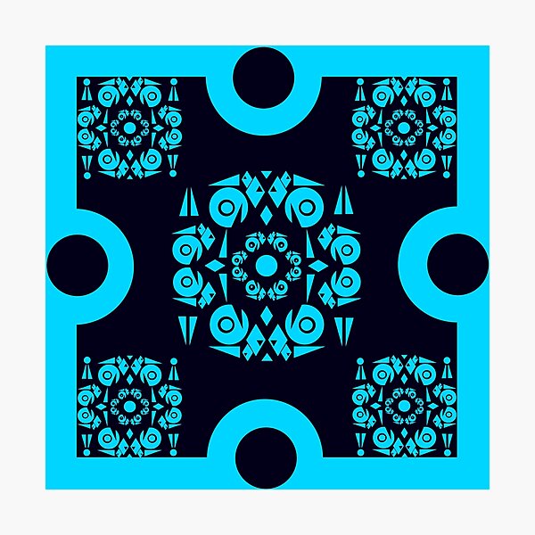 Blue Ornamental Square Photographic Print